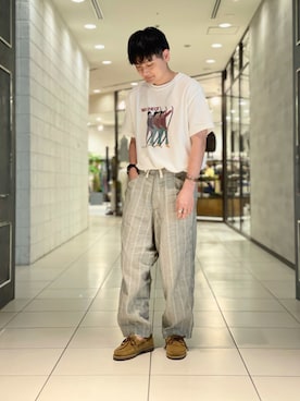 「HAVERSACK（ハバーザック）のアイテム（パンツ）」を使った、櫻井さん（メンズ・169cm）の夏コーディネート