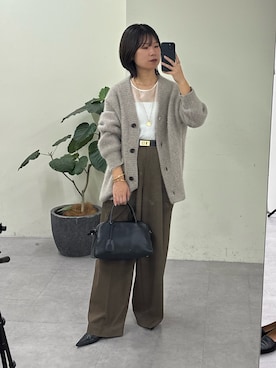 「アイテム（ボストンバッグ）」を使った、SERIさん（レディース・156cm）の秋コーディネート
