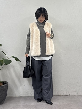 「ベスト×ワンピース」｜SERIさん（レディース・156cm）の秋コーディネート