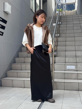 「GALLARDAGALANTE（ガリャルダガランテ）の【ジャケットやニットのインナーに最適！】バックスリットブラウスT（シャツ/ブラウス）」を使った、SERIさん（レディース・156cm）の秋コーディネート