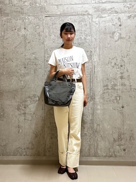 「russet（ラシット）の【Souffle TOTE】《WEB限定》コーデュラナイロン2WAYトートバッグ（トートバッグ、グレー系）」を使った、mokaさん（レディース・165cm）の秋コーディネート