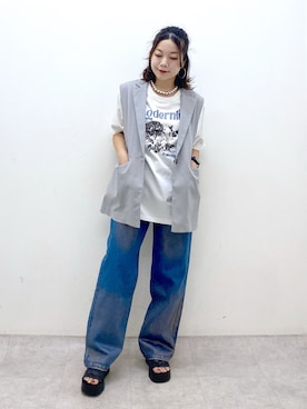 「PAGEBOY（ページボーイ）のアイテム（その他アウター）」を使った、Chisaさん（レディース・154cm）の夏コーディネート