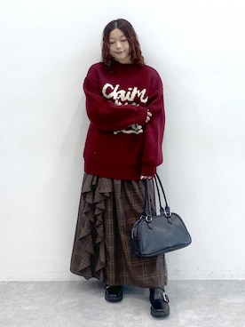 「アイテム（ボストンバッグ）」を使った、Chisaさん（レディース・154cm・40代）の秋コーディネート