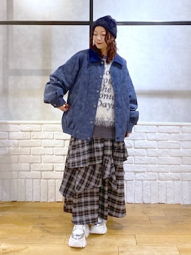 「PBLIM（ページボーイリム）の《UNISEX》ソフトスウェードブルゾン（ブルゾン）」を使った、Chisaさん（レディース・154cm）の秋コーディネート