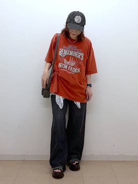 「アイテム（キャップ）」を使った、Chisaさん（レディース・154cm）の春コーディネート