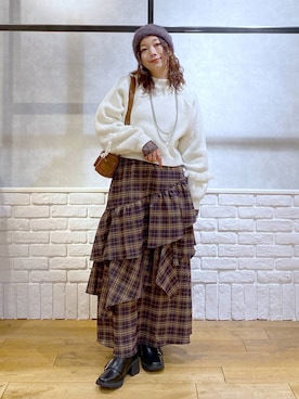 「アイテム（ニットキャップ/ビーニー）」を使った、Chisaさん（レディース・154cm・30代）の冬コーディネート