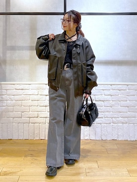 「アイテム（ボストンバッグ）」を使った、Chisaさん（レディース・154cm・40代）の冬コーディネート