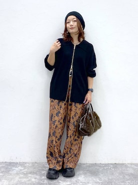 「アイテム（ハンチング/ベレー帽）」を使った、Chisaさん（レディース・154cm・40代）の秋コーディネート