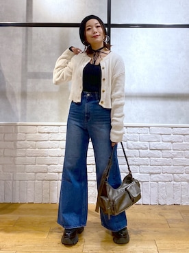 「チョーカートップス」｜Chisaさん（レディース・154cm）の秋コーディネート