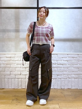 「PAGEBOY（ページボーイ）のTRカーゴスラックス（カーゴパンツ）」を使った、Chisaさん（レディース・154cm・30代）の夏コーディネート