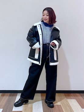 「PBLIM（ページボーイリム）のPAGEBOYLIM/カツラギスケーターパンツ（その他パンツ）」を使った、Chisaさん（レディース・154cm）の冬コーディネート