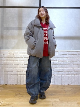 「アイテム（ボストンバッグ）」を使った、Chisaさん（レディース・154cm・40代）の冬コーディネート