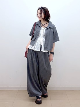 「PBLIM（ページボーイリム）のアイテム」を使った、Chisaさん（レディース・154cm）の夏コーディネート