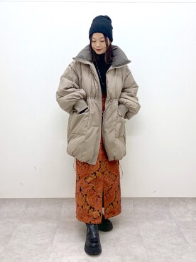 「PAGEBOY（ページボーイ）のニットビーニー（ニットキャップ/ビーニー）」を使った、Chisaさん（レディース・154cm）の秋コーディネート