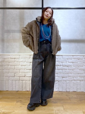 「アイテム（アクセサリー、グレー系）」を使った、Chisaさん（レディース・154cm）の秋コーディネート