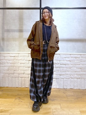 「アイテム（ニットキャップ/ビーニー）」を使った、Chisaさん（レディース・154cm・40代）の秋コーディネート