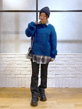 「PBLIM（ページボーイリム）のアイテム（帽子）」を使った、Chisaさん（レディース・154cm）の秋コーディネート