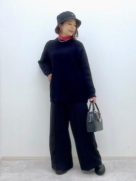 「PBLIM（ページボーイリム）のPAGEBOYLIM/ロゴ刺繍バケットハット2（ハット）」を使った、Chisaさん（レディース・154cm）の冬コーディネート