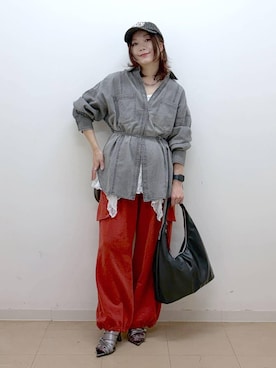 「PAGEBOY（ページボーイ）のアイテム（キャップ）」を使った、Chisaさん（レディース・154cm）の春コーディネート