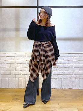 「アイテム（ニット/セーター）」を使った、Chisaさん（レディース・154cm・40代）の秋コーディネート