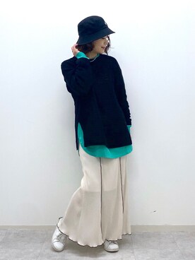 「PBLIM（ページボーイリム）のPAGEBOYLIM/ロゴ刺繍バケットハット2（ハット）」を使った、Chisaさん（レディース・154cm）の春コーディネート