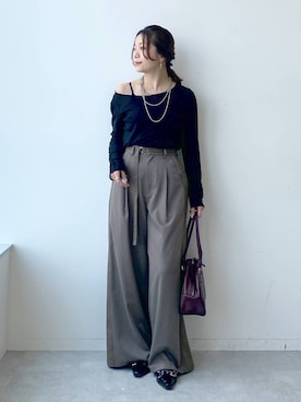 「アイテム（スラックス）」を使った、Chisaさん（レディース・154cm・40代）の夏コーディネート