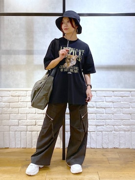 「若見え」｜「アイテム（帽子）」を使った、Chisaさん（レディース・154cm）の夏コーディネート
