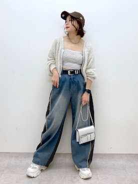 「カーブデニム」｜Chisaさん（レディース・154cm）の秋コーディネート