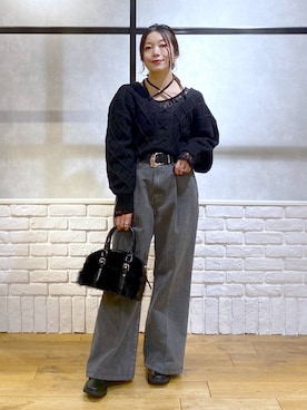 「アイテム（ボストンバッグ）」を使った、Chisaさん（レディース・154cm・40代）の冬コーディネート