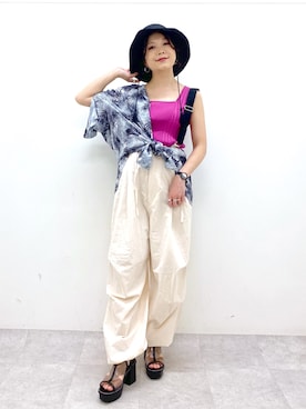 「PAGEBOY（ページボーイ）のアイテム（サンダル）」を使った、Chisaさん（レディース・154cm）の春コーディネート