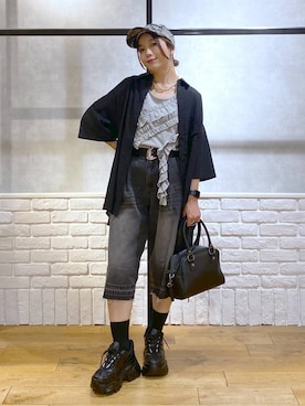 「アイテム（キャップ）」を使った、Chisaさん（レディース・154cm・40代）の夏コーディネート