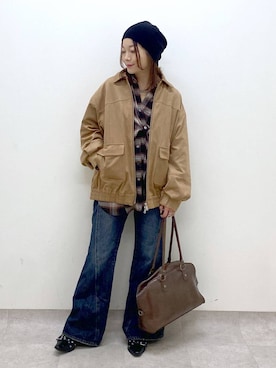 「アイテム（ニットキャップ/ビーニー）」を使った、Chisaさん（レディース・154cm・30代）の秋コーディネート