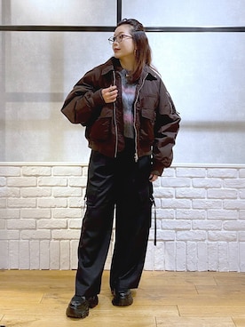 「PAGEBOY（ページボーイ）のアイテム（パンツ）」を使った、Chisaさん（レディース・154cm）の冬コーディネート