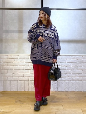 「アイテム（ボストンバッグ）」を使った、Chisaさん（レディース・154cm・40代）の冬コーディネート