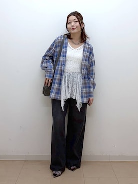 「PAGEBOY（ページボーイ）のアイテム（スラックス）」を使った、Chisaさん（レディース・154cm）の春コーディネート