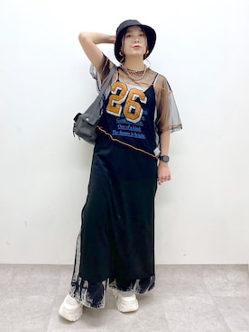 「PBLIM（ページボーイリム）のアイテム（ワンピース/ドレス）」を使った、Chisaさん（レディース・154cm）の春コーディネート