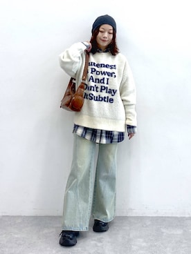 「PBLIM（ページボーイリム）のアイテム（帽子）」を使った、Chisaさん（レディース・154cm）の秋コーディネート