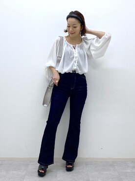 「PAGEBOY（ページボーイ）のアイテム（カチューシャ）」を使った、Chisaさん（レディース・154cm）の春コーディネート