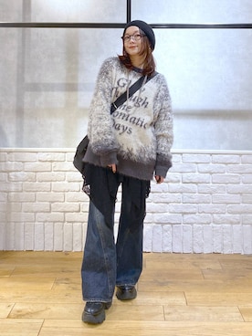 「アイテム（ボストンバッグ）」を使った、Chisaさん（レディース・154cm・40代）の冬コーディネート