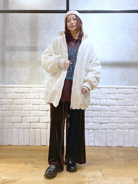 「アイテム（ローファー）」を使った、Chisaさん（レディース・154cm・40代）の冬コーディネート