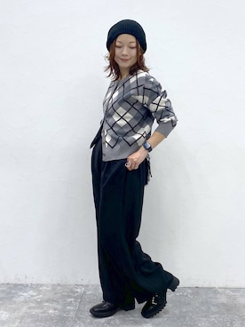 「アイテム（ハンチング/ベレー帽）」を使った、Chisaさん（レディース・154cm・40代）の秋コーディネート