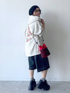 「アイテム（ニットキャップ/ビーニー）」を使った、Chisaさん（レディース・154cm・40代）の夏コーディネート