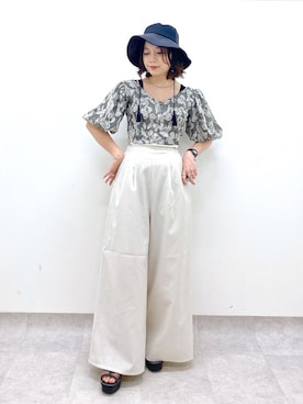 「ショート丈トップス」｜「アイテム（サロペット/オーバーオール）」を使った、Chisaさん（レディース・154cm）の夏コーディネート