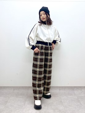 「ショート丈トップス」｜「アイテム（その他アウター）」を使った、Chisaさん（レディース・154cm）の冬コーディネート