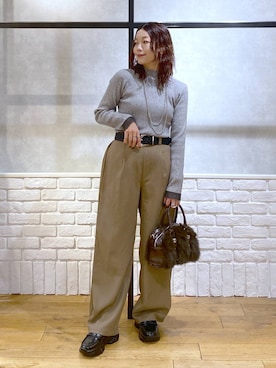 「アイテム（スラックス）」を使った、Chisaさん（レディース・154cm・40代）の秋コーディネート