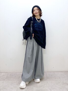 「ロゴニット」｜「アイテム（帽子）」を使った、Chisaさん（レディース・154cm）の冬コーディネート