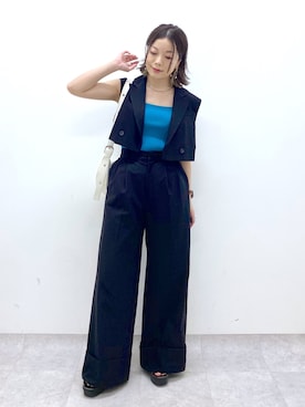「ショート丈トップス」｜「アイテム（その他アウター）」を使った、Chisaさん（レディース・154cm）の夏コーディネート