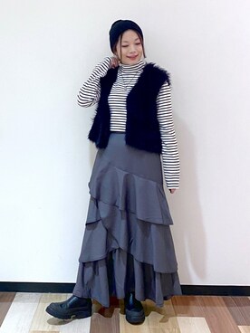 「ファーベスト」｜「アイテム（ニットキャップ/ビーニー）」を使った、Chisaさん（レディース・154cm）の秋コーディネート