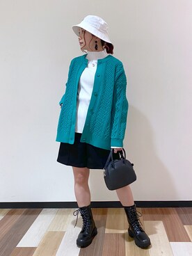 「PBLIM（ページボーイリム）のPAGEBOYLIM/ロゴ刺繍バケットハット2（ハット）」を使った、Chisaさん（レディース・154cm）の冬コーディネート