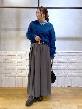 「アイテム（ローファー）」を使った、Chisaさん（レディース・154cm・40代）の冬コーディネート